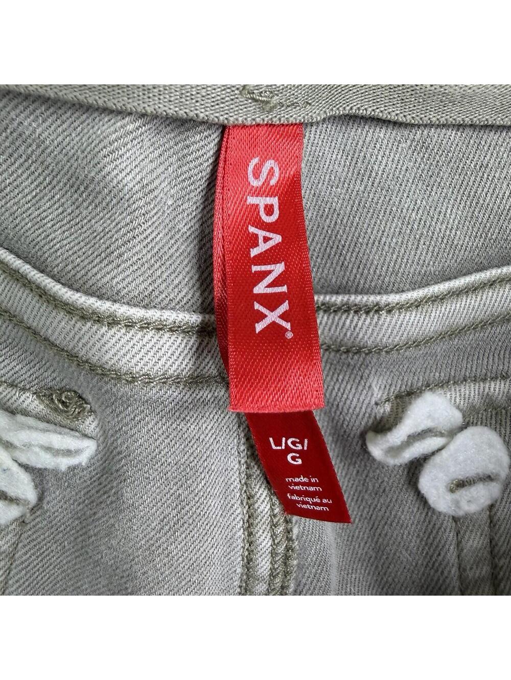 Spanx Green Twill Cropped Wide Leg Pants Women's Large (30x23) High Rise Stretch - Picture 4 of 12